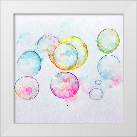 Bubbles 9 White Modern Wood Framed Art Print by Screendoor