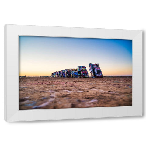 Cadillac Ranch 2 White Modern Wood Framed Art Print by Malone, Will