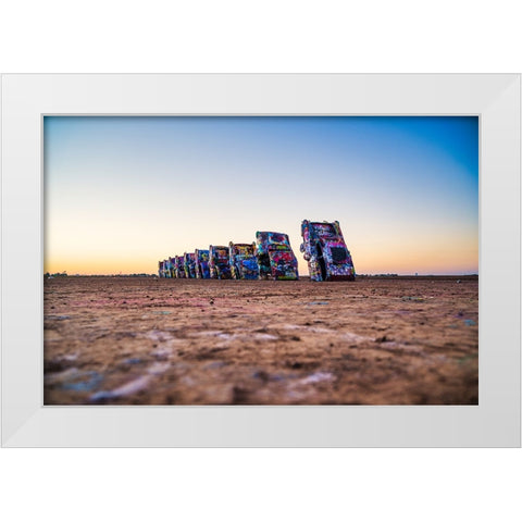Cadillac Ranch 2 White Modern Wood Framed Art Print by Malone, Will