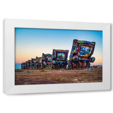 Cadillac Ranch 3 White Modern Wood Framed Art Print by Malone, Will