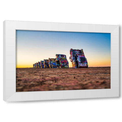 Cadillac Ranch 4 White Modern Wood Framed Art Print by Malone, Will