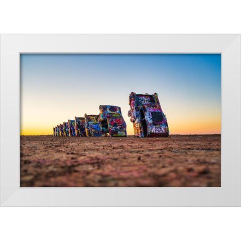 Cadillac Ranch 4 White Modern Wood Framed Art Print by Malone, Will
