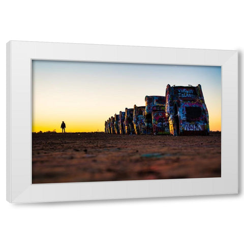 Cadillac Ranch 5 White Modern Wood Framed Art Print by Malone, Will