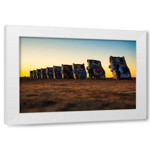 Cadillac Ranch 6 White Modern Wood Framed Art Print by Malone, Will