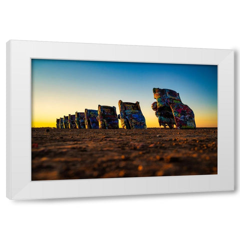 Cadillac Ranch 7 White Modern Wood Framed Art Print by Malone, Will