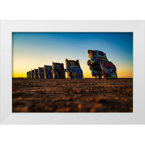 Cadillac Ranch 7 White Modern Wood Framed Art Print by Malone, Will