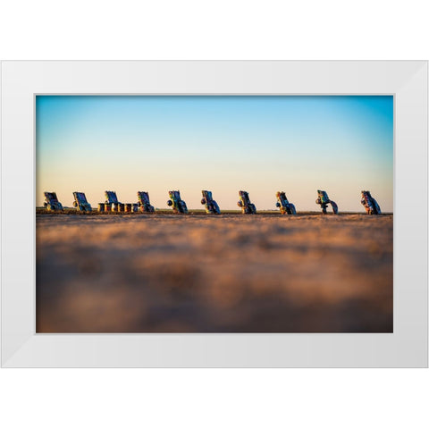 Cadillac Ranch 9 White Modern Wood Framed Art Print by Malone, Will