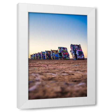 Cadillac Ranch Vertical White Modern Wood Framed Art Print by Malone, Will