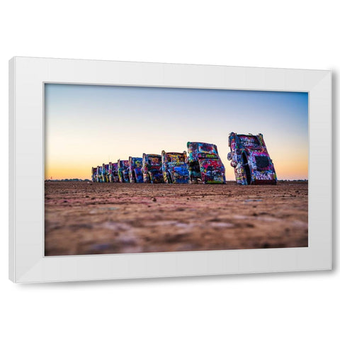 Cadillac Ranch White Modern Wood Framed Art Print by Malone, Will