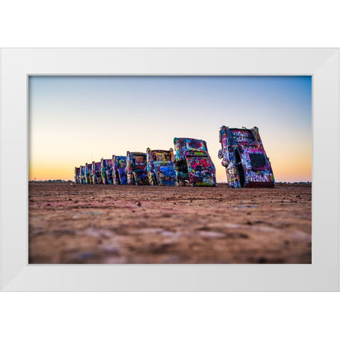 Cadillac Ranch White Modern Wood Framed Art Print by Malone, Will