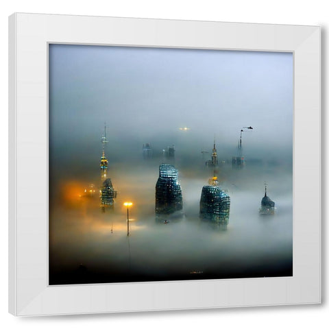 Engulfed in Fog White Modern Wood Framed Art Print by Screendoor