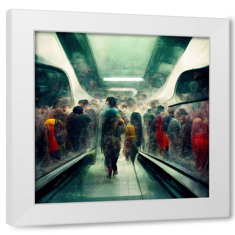 Futuristic City Subway 2 White Modern Wood Framed Art Print by Screendoor