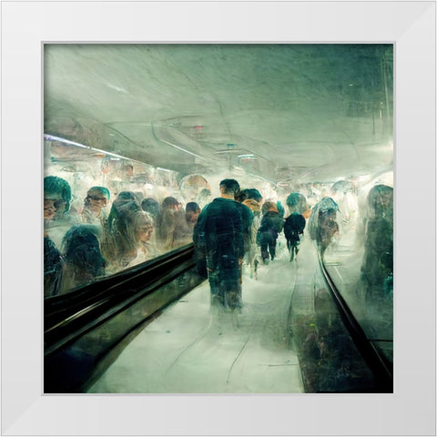 Futuristic City Subway 3 White Modern Wood Framed Art Print by Screendoor