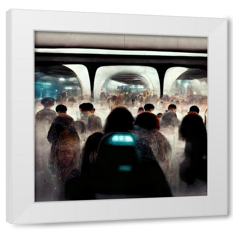 Futuristic City Subway White Modern Wood Framed Art Print by Screendoor
