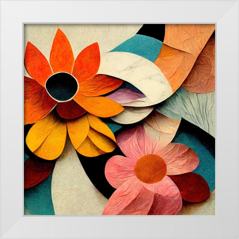 Paper Flowers 18 White Modern Wood Framed Art Print by Screendoor