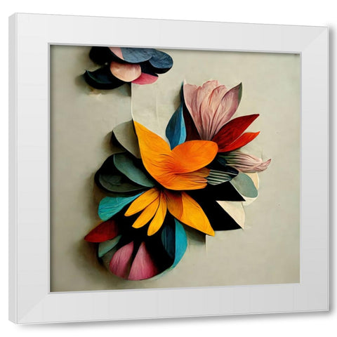 Paper Flowers 5 White Modern Wood Framed Art Print by Screendoor