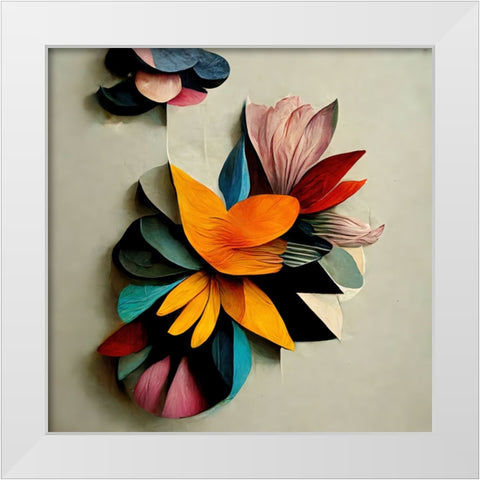 Paper Flowers 5 White Modern Wood Framed Art Print by Screendoor