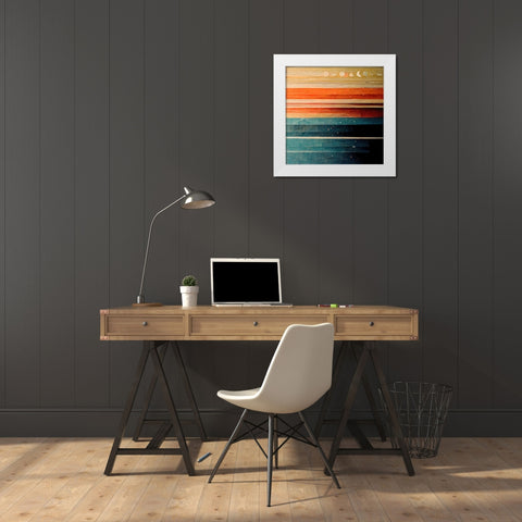 Rainbow Planet 11 White Modern Wood Framed Art Print by Screendoor