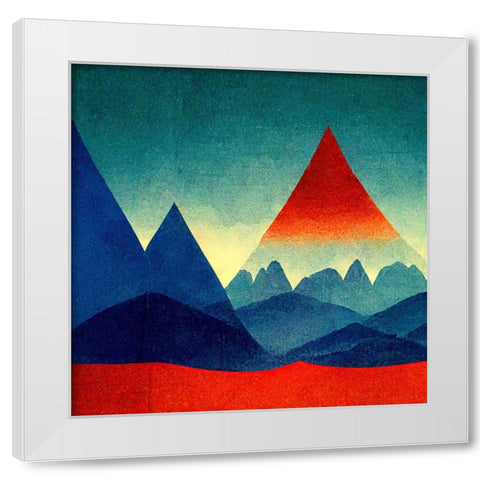 Rainbow Volcano 3 White Modern Wood Framed Art Print by Screendoor
