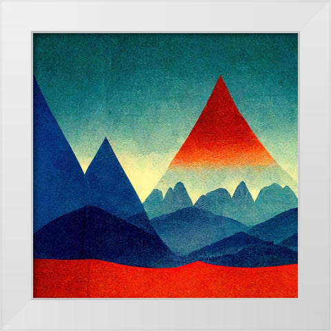 Rainbow Volcano 3 White Modern Wood Framed Art Print by Screendoor