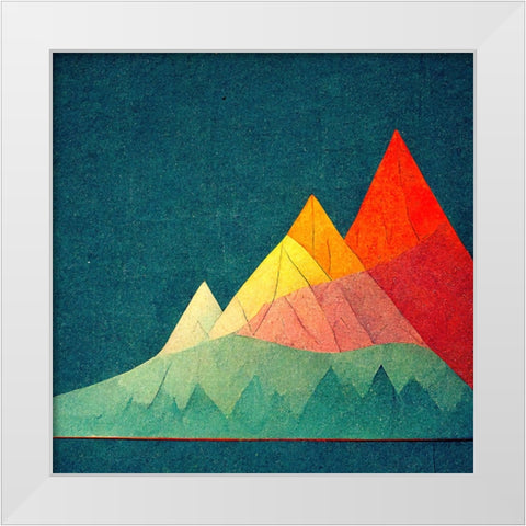 Rainbow Volcano 4 White Modern Wood Framed Art Print by Screendoor