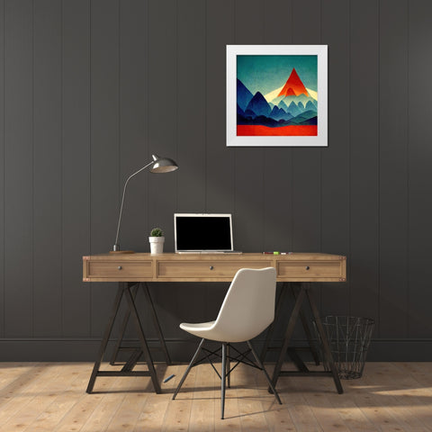 Rainbow Volcano 6 White Modern Wood Framed Art Print by Screendoor