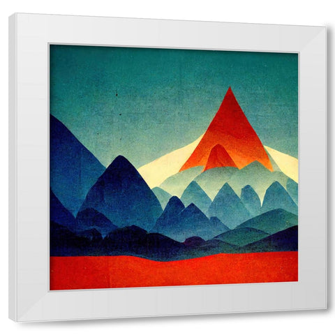 Rainbow Volcano 6 White Modern Wood Framed Art Print by Screendoor