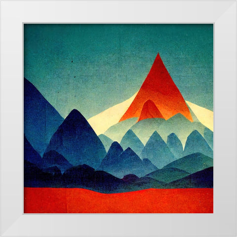 Rainbow Volcano 6 White Modern Wood Framed Art Print by Screendoor