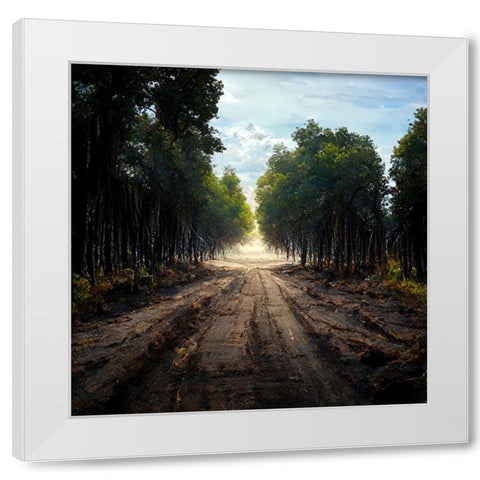 Road in the Woods 10 White Modern Wood Framed Art Print by Screendoor