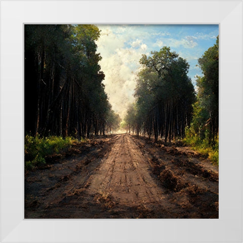 Road in the Woods 2 White Modern Wood Framed Art Print by Screendoor