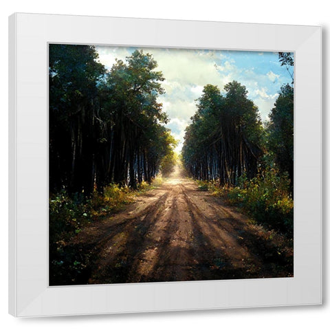 Road in the Woods 5 White Modern Wood Framed Art Print by Screendoor