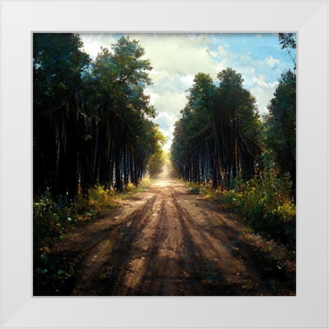 Road in the Woods 5 White Modern Wood Framed Art Print by Screendoor
