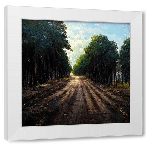 Road in the Woods White Modern Wood Framed Art Print by Screendoor