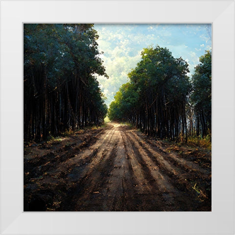 Road in the Woods White Modern Wood Framed Art Print by Screendoor