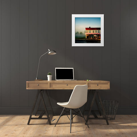 Small Town Morning 2 White Modern Wood Framed Art Print by Screendoor