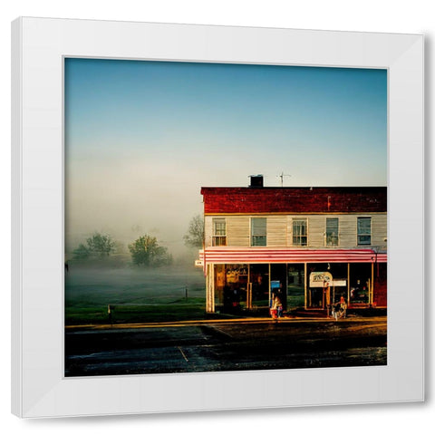 Small Town Morning 2 White Modern Wood Framed Art Print by Screendoor