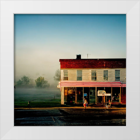 Small Town Morning 2 White Modern Wood Framed Art Print by Screendoor