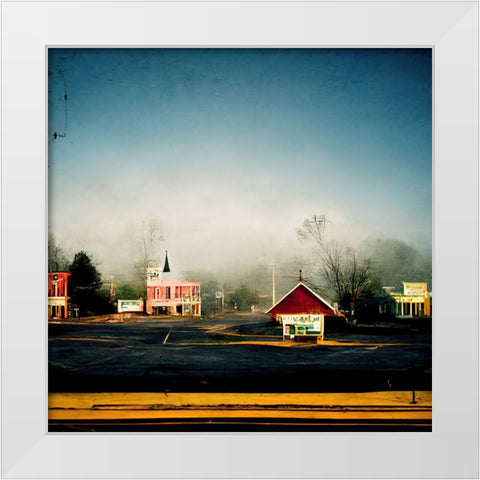 Small Town Morning 3 White Modern Wood Framed Art Print by Screendoor