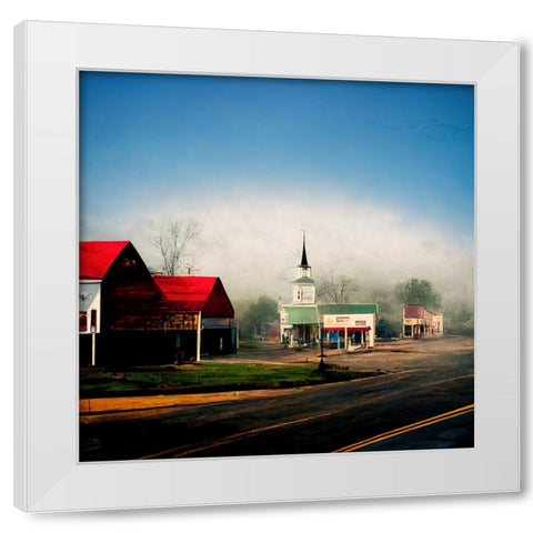 Small Town Morning 4 White Modern Wood Framed Art Print by Screendoor