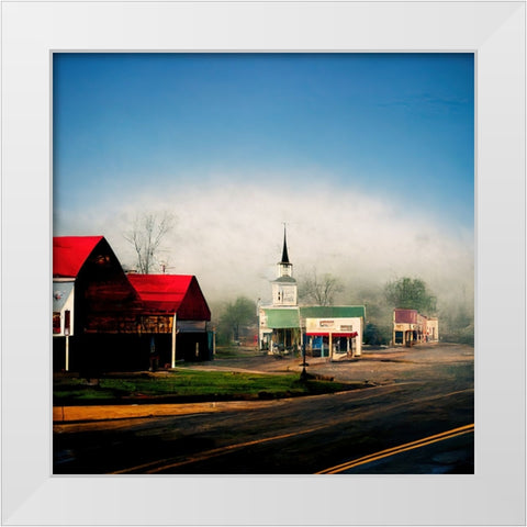 Small Town Morning 4 White Modern Wood Framed Art Print by Screendoor