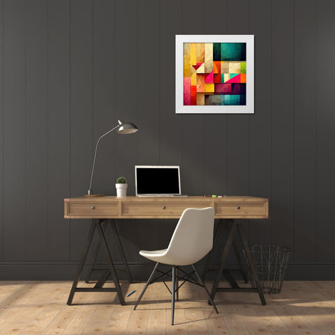 The Color Map 3 White Modern Wood Framed Art Print by Screendoor