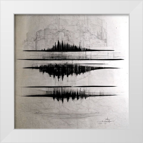 Waveform 1 White Modern Wood Framed Art Print by Screendoor