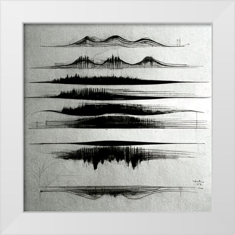 Waveform 2 White Modern Wood Framed Art Print by Screendoor