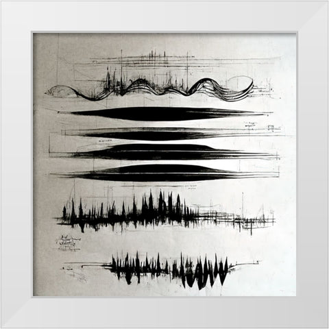 Waveform 4 White Modern Wood Framed Art Print by Screendoor