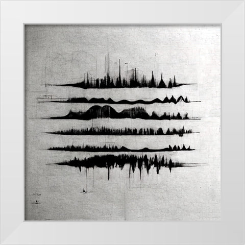 Waveform 6 White Modern Wood Framed Art Print by Screendoor