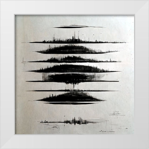 Waveform 8 White Modern Wood Framed Art Print by Screendoor