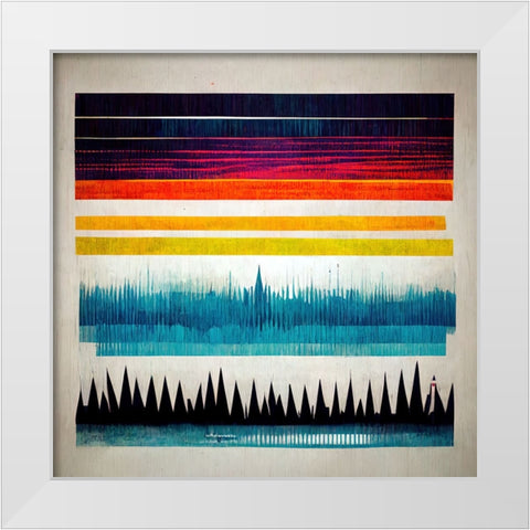 Waveform 9 White Modern Wood Framed Art Print by Screendoor