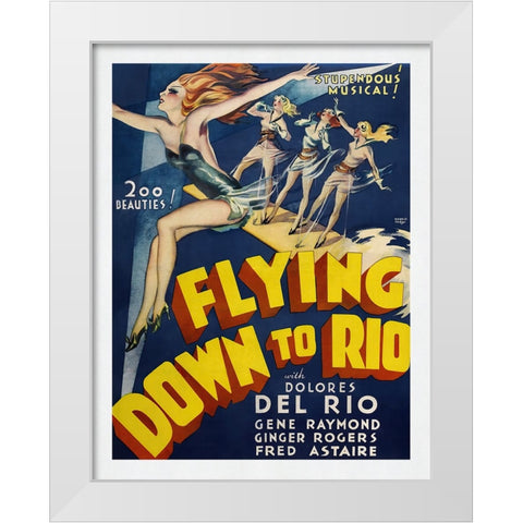 Flying Down To Rio White Modern Wood Framed Art Print by Screendoor