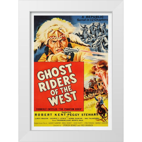 Ghost Riders of the West White Modern Wood Framed Art Print by Screendoor