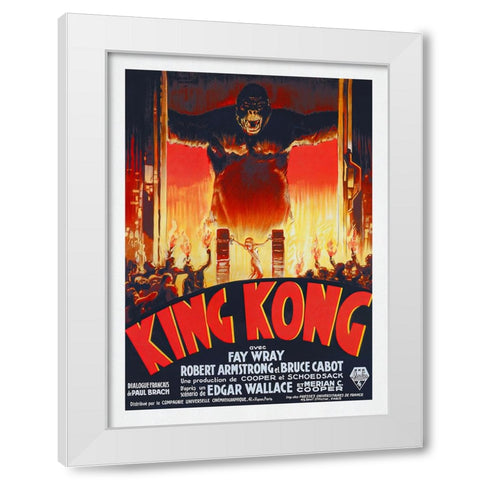 King Kong White Modern Wood Framed Art Print by Screendoor